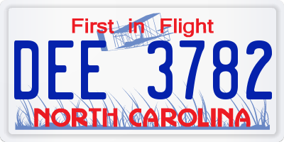 NC license plate DEE3782