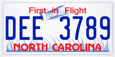 NC license plate DEE3789