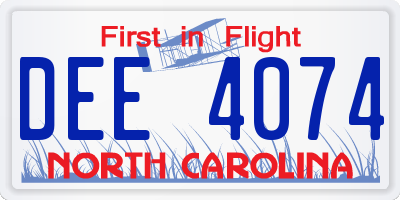 NC license plate DEE4074