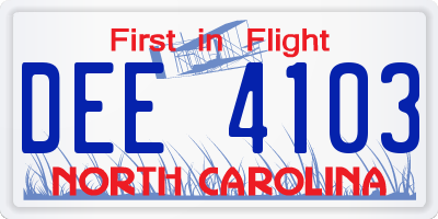 NC license plate DEE4103