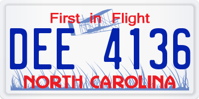 NC license plate DEE4136
