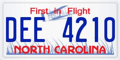 NC license plate DEE4210