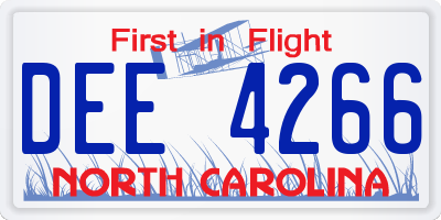NC license plate DEE4266