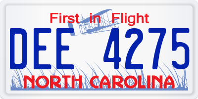NC license plate DEE4275