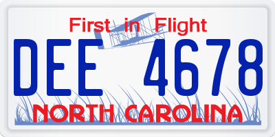 NC license plate DEE4678
