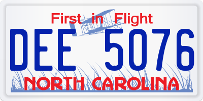 NC license plate DEE5076