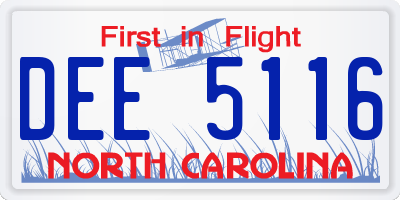 NC license plate DEE5116
