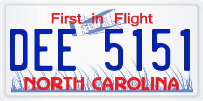 NC license plate DEE5151