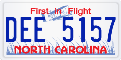 NC license plate DEE5157