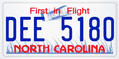 NC license plate DEE5180