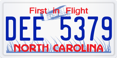 NC license plate DEE5379