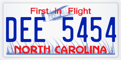 NC license plate DEE5454