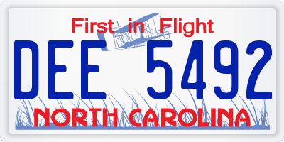 NC license plate DEE5492