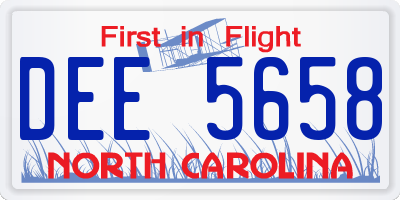NC license plate DEE5658