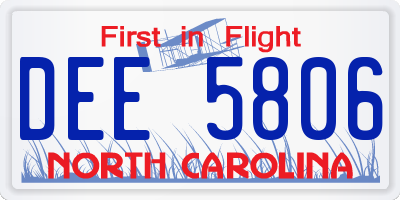 NC license plate DEE5806