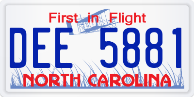 NC license plate DEE5881