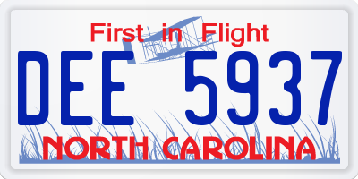 NC license plate DEE5937