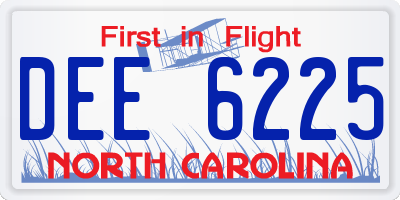 NC license plate DEE6225