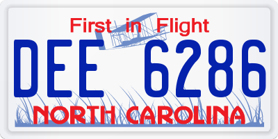 NC license plate DEE6286
