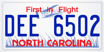NC license plate DEE6502