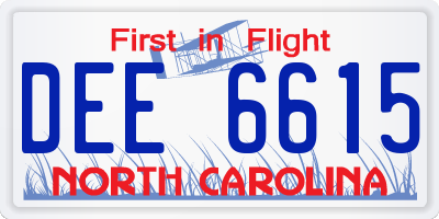 NC license plate DEE6615