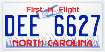 NC license plate DEE6627