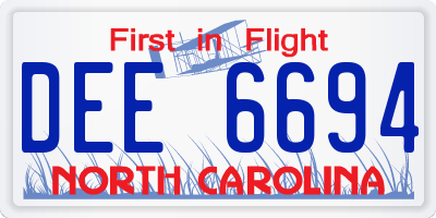 NC license plate DEE6694