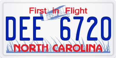 NC license plate DEE6720