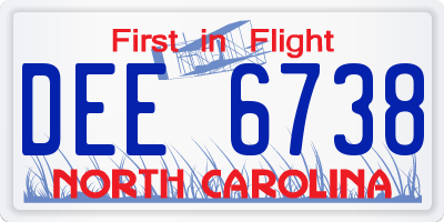 NC license plate DEE6738