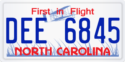 NC license plate DEE6845
