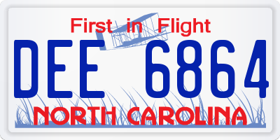 NC license plate DEE6864