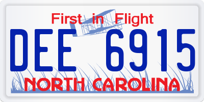 NC license plate DEE6915
