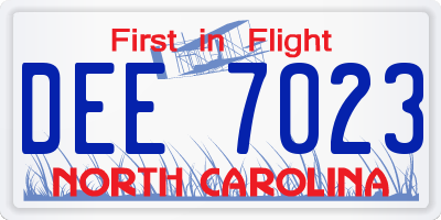 NC license plate DEE7023