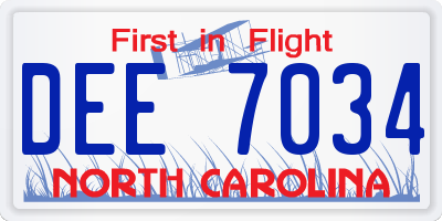 NC license plate DEE7034