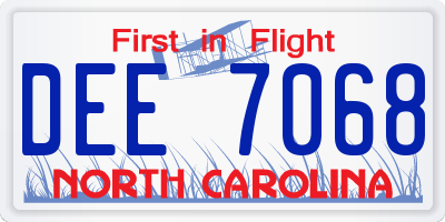 NC license plate DEE7068