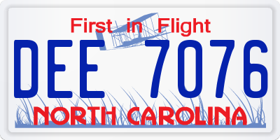 NC license plate DEE7076