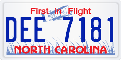 NC license plate DEE7181