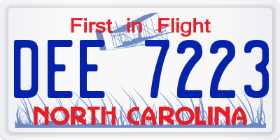 NC license plate DEE7223