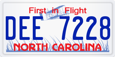 NC license plate DEE7228