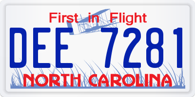 NC license plate DEE7281