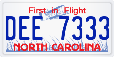NC license plate DEE7333