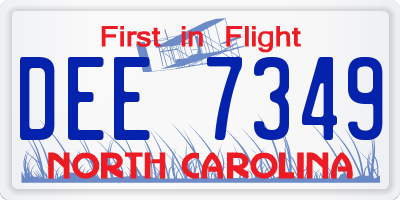 NC license plate DEE7349