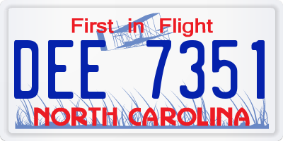 NC license plate DEE7351