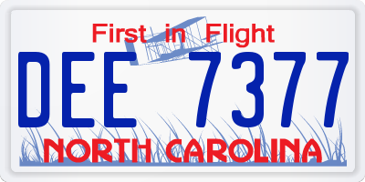 NC license plate DEE7377