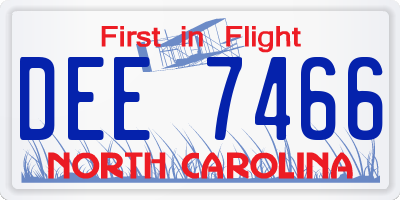 NC license plate DEE7466