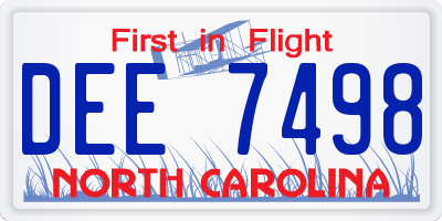 NC license plate DEE7498