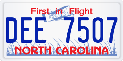 NC license plate DEE7507