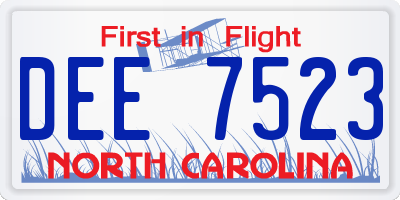 NC license plate DEE7523