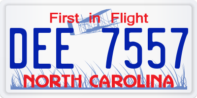 NC license plate DEE7557