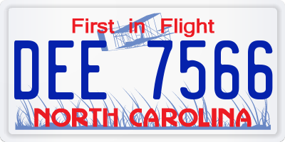 NC license plate DEE7566